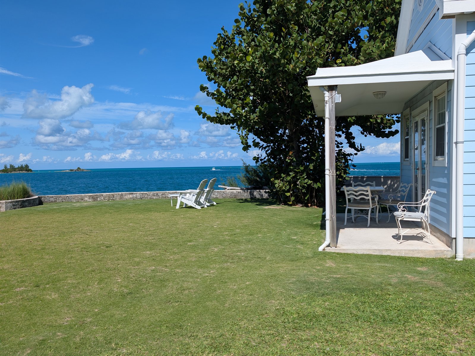 The lawn and the cottage porch
